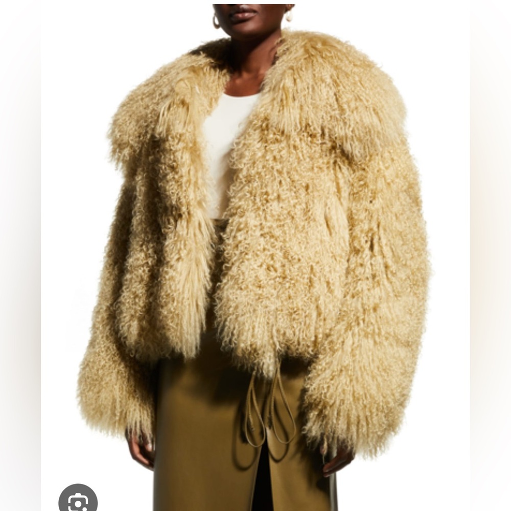 UTZON JACI LAMB SHEARLING COAT IN BISON SIZE 34. S/M BNWT $2300
